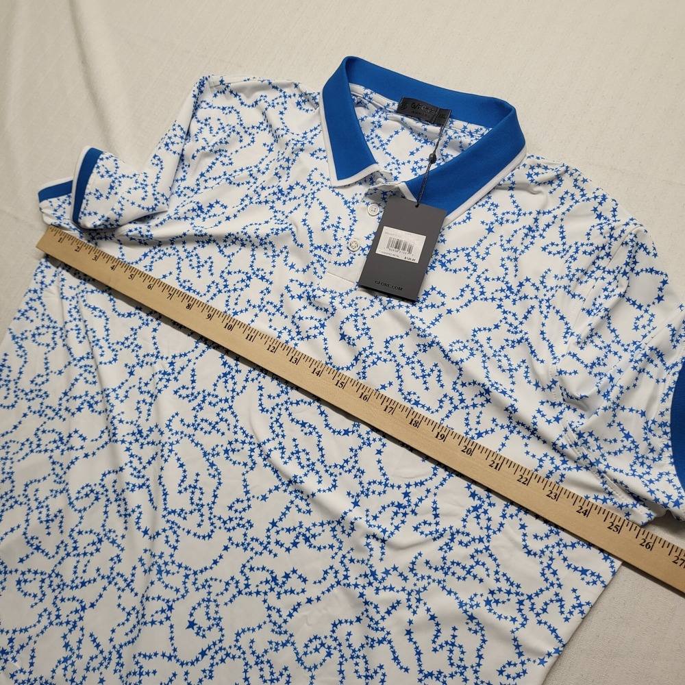 G Fore Polo Shirt Mens 2XL Blue Geometric Performance Golf Preppy Academia Logo - Picture 7 of 10